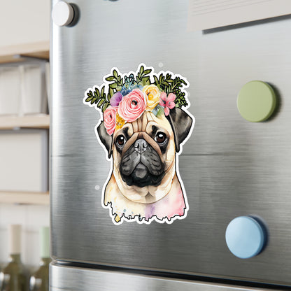 Pug Vinyl Decal - Flower Puppy