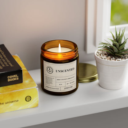 Unscented Candle - 100% Coconut Apricot Wax, 9oz