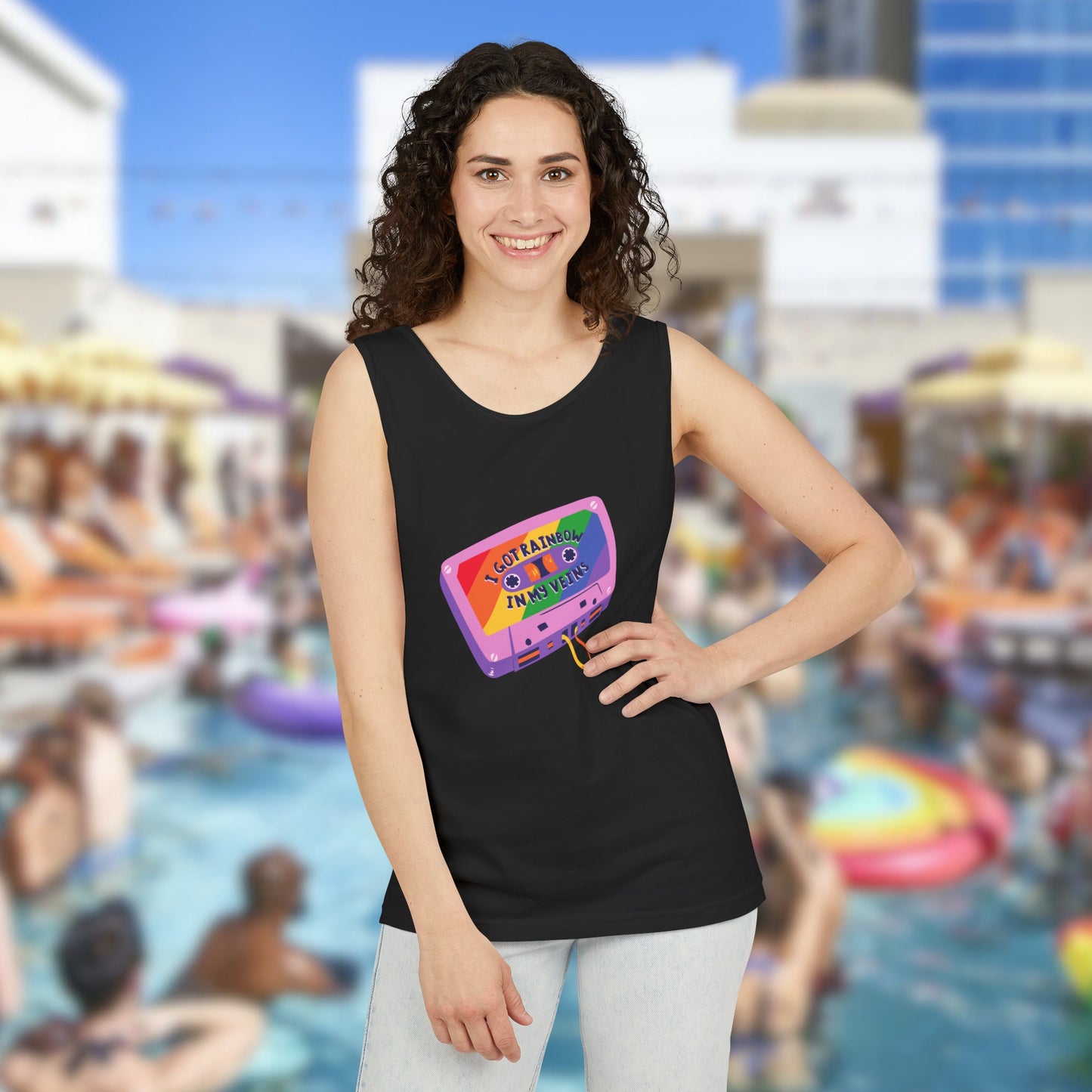 Rainbow in My Veins Pride Unisex Dyed Tank Top