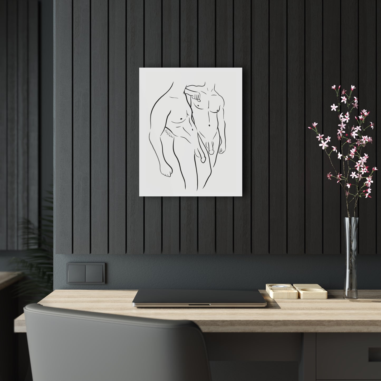 Nude Male Line Art - Shawn & Jacob - Acrylic Print