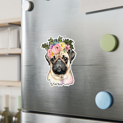 Pug Vinyl Decal - Flower Puppy