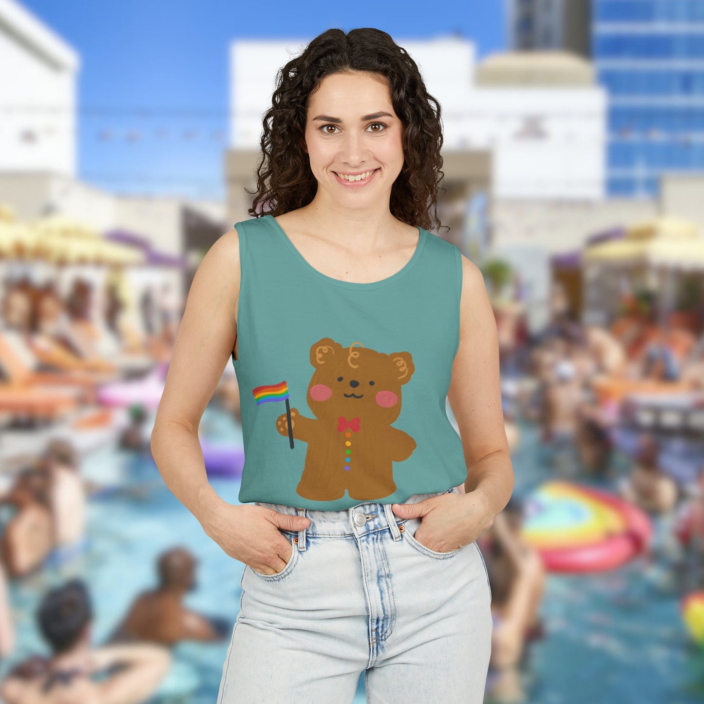 Teddy Bear Pride Unisex Dyed Tank Top