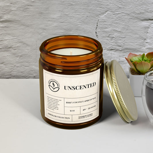 Unscented Candle - 100% Coconut Apricot Wax, 9oz