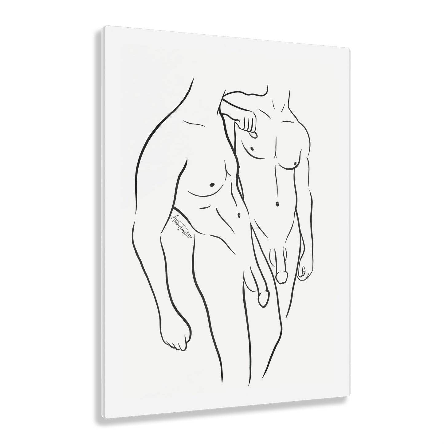 Nude Male Line Art - Shawn & Jacob - Acrylic Print