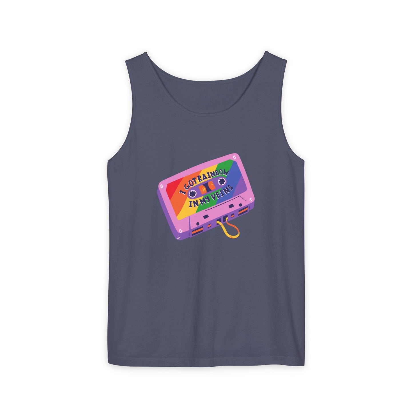 Rainbow in My Veins Pride Unisex Dyed Tank Top