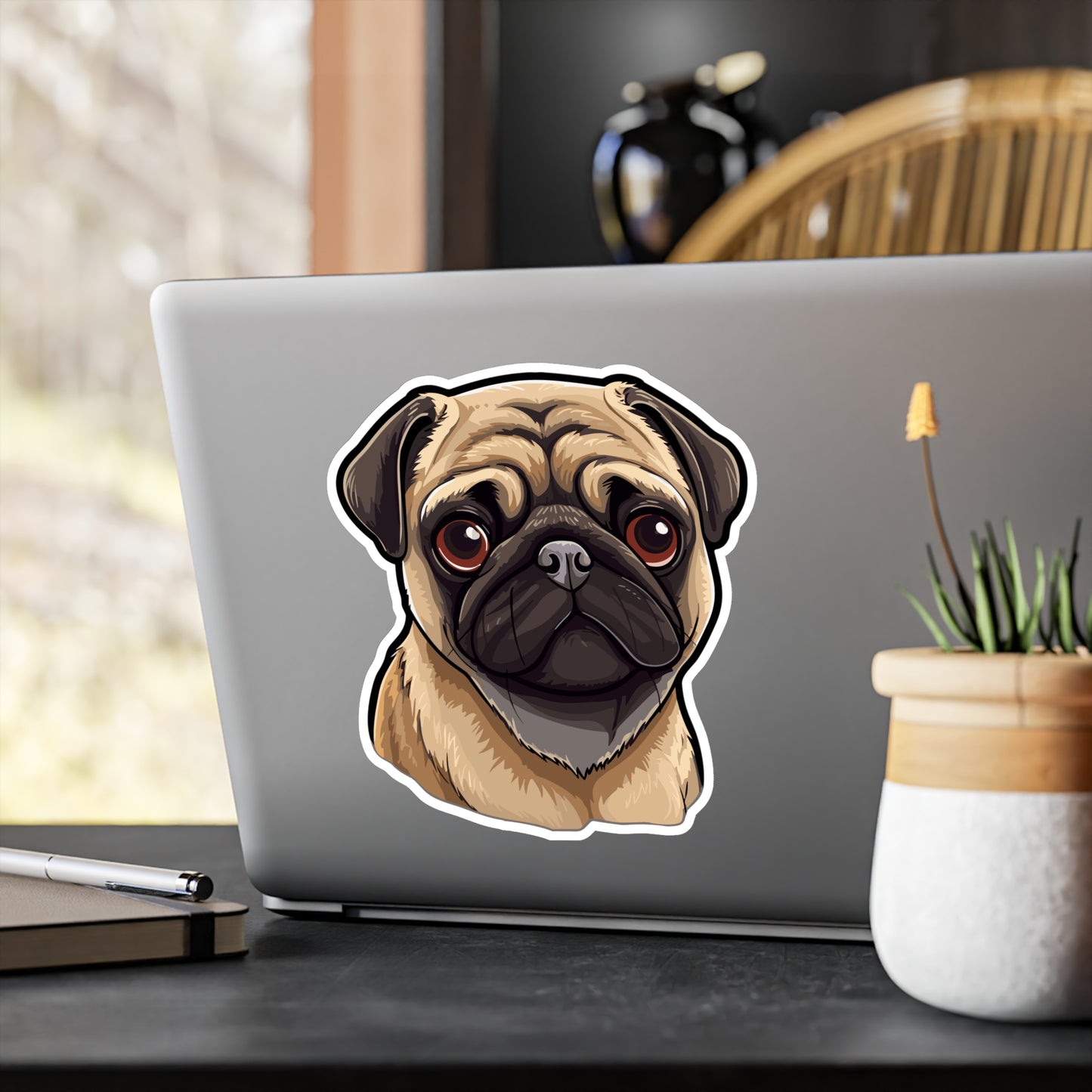 Pug Vinyl Decal - Olive