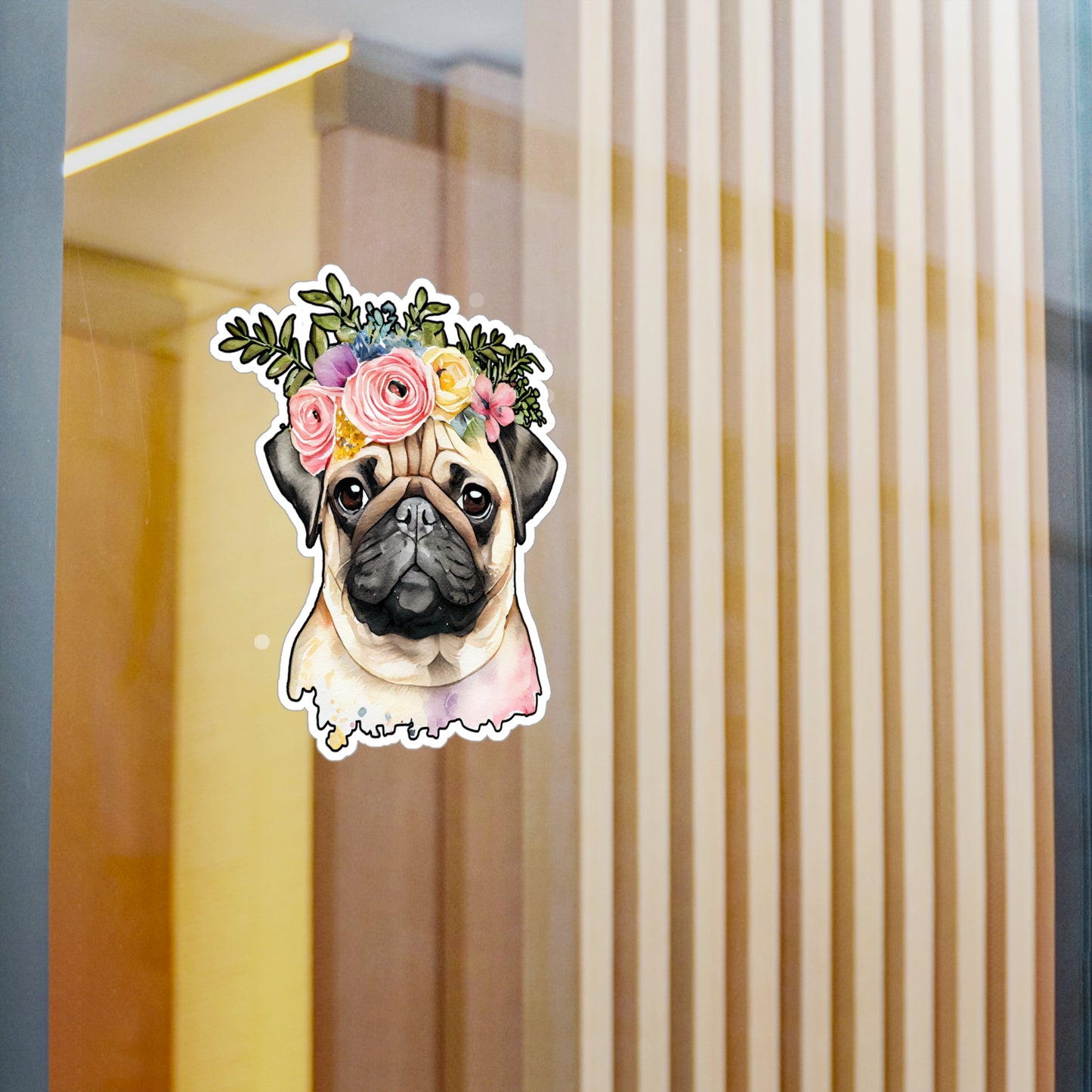 Pug Vinyl Decal - Flower Puppy