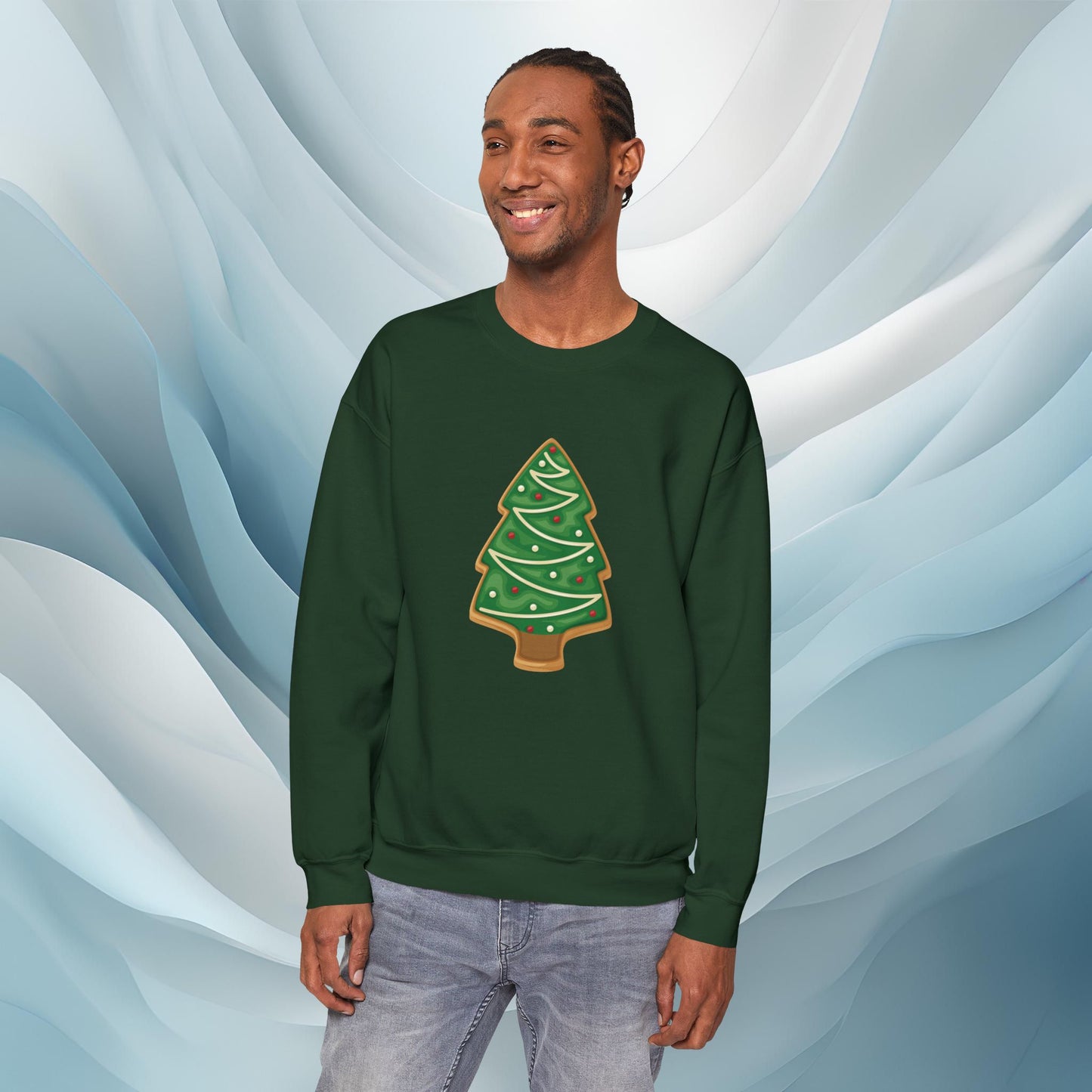 Hello Winter - Christmas Tree Cookie Seasonal Sweatshirt: Unisex, Heavy blend