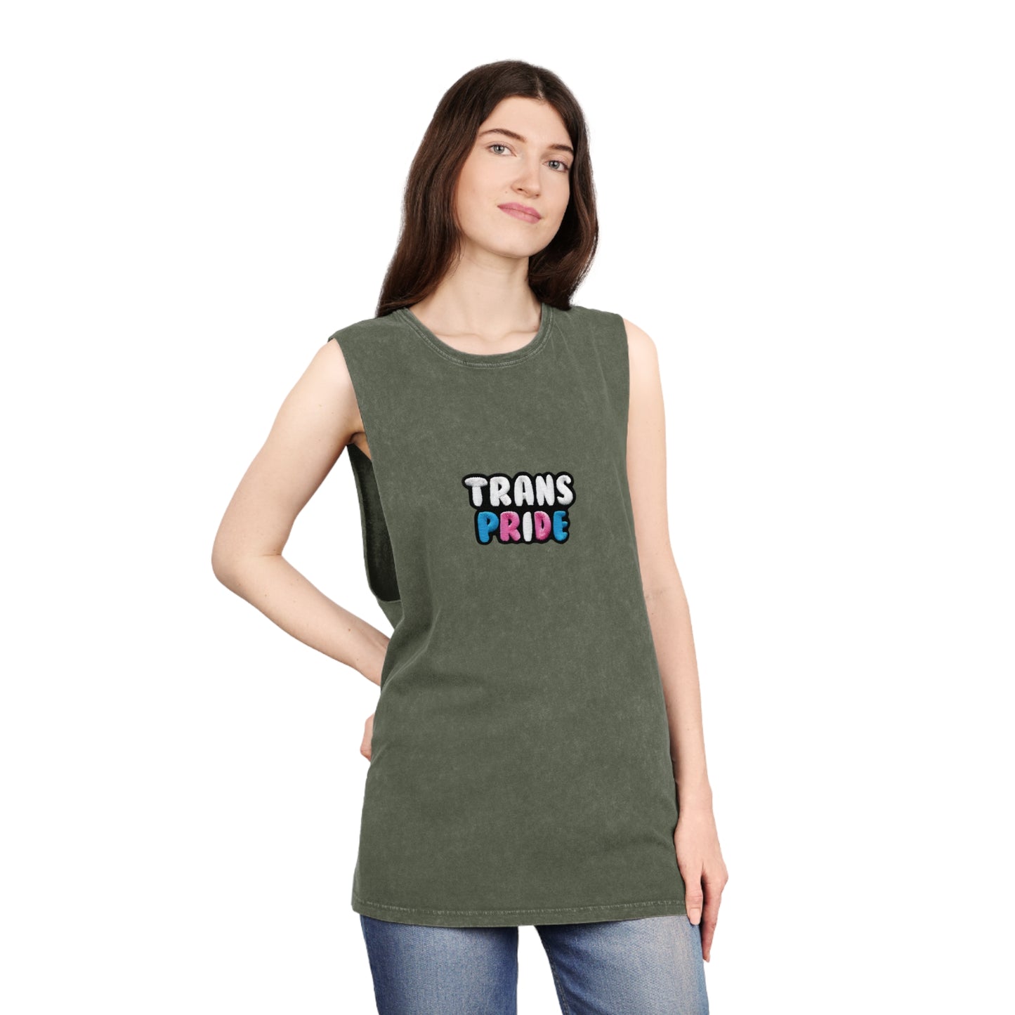 Trans Pride "Embroidery" Stonewash Tank Top