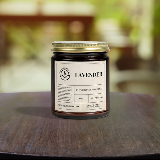 Lavender Scented Candle - 100% Coconut Apricot Wax, 9oz