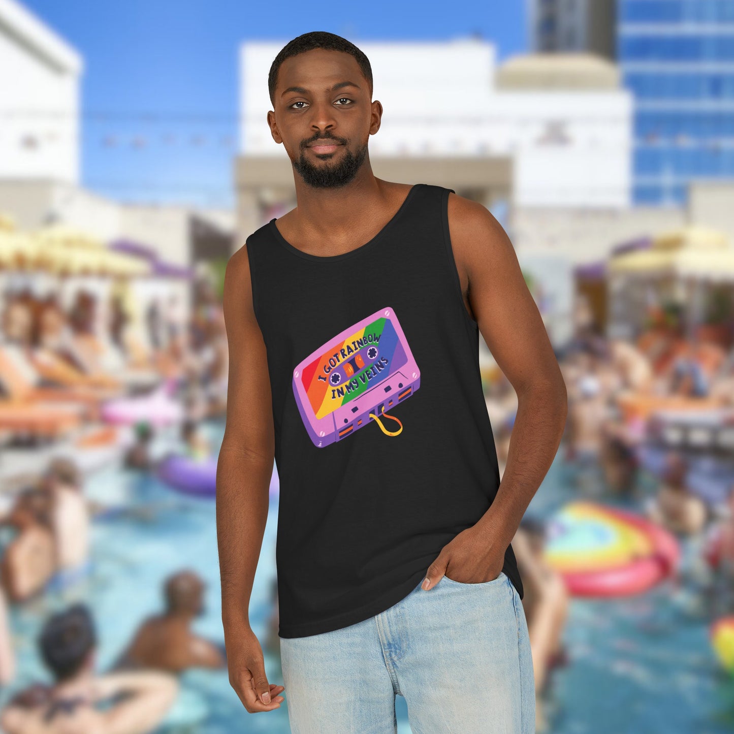 Rainbow in My Veins Pride Unisex Dyed Tank Top