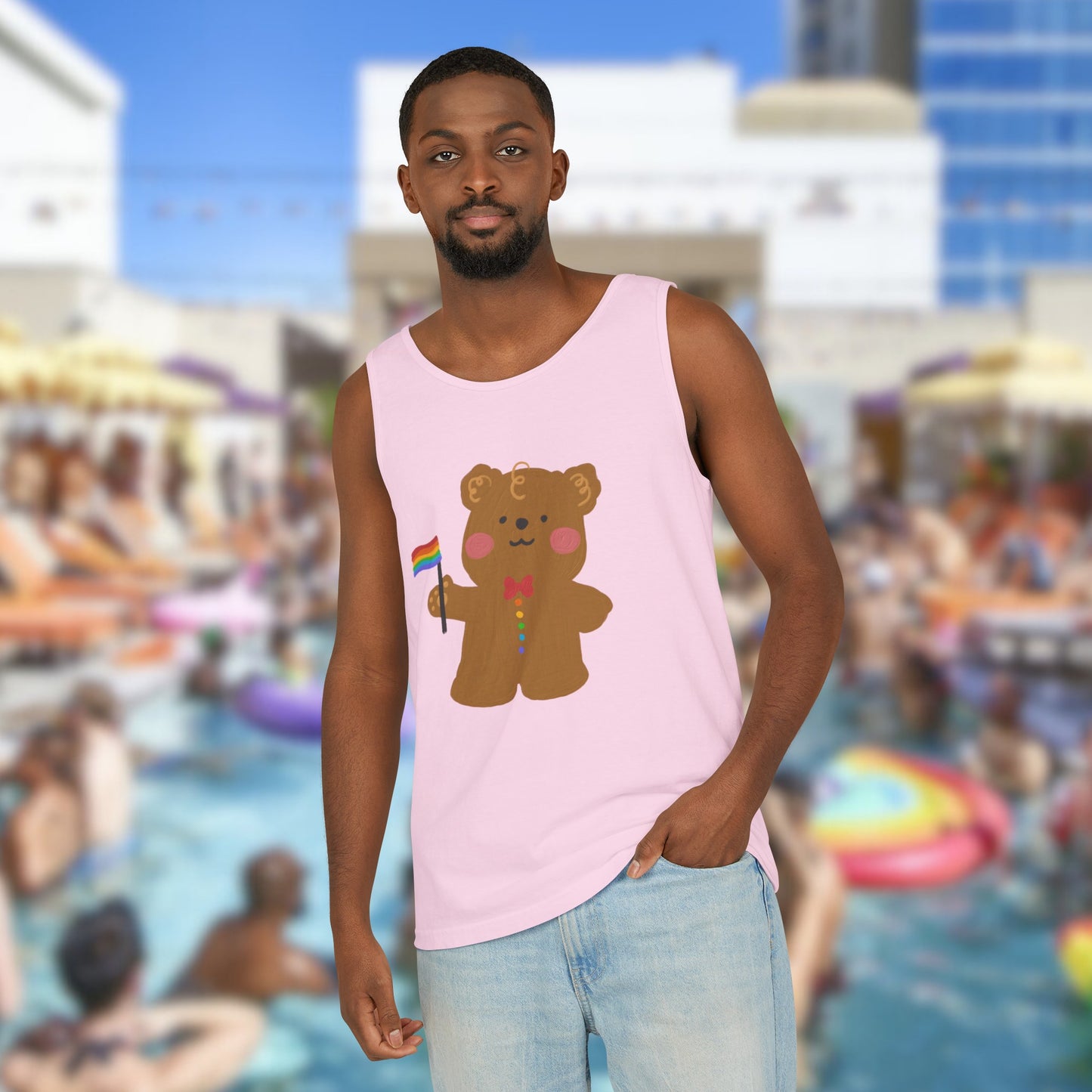 Teddy Bear Pride Unisex Dyed Tank Top