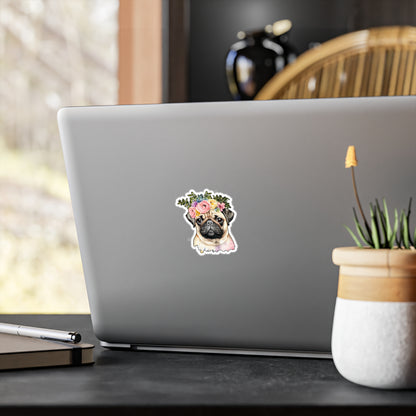 Pug Vinyl Decal - Flower Puppy