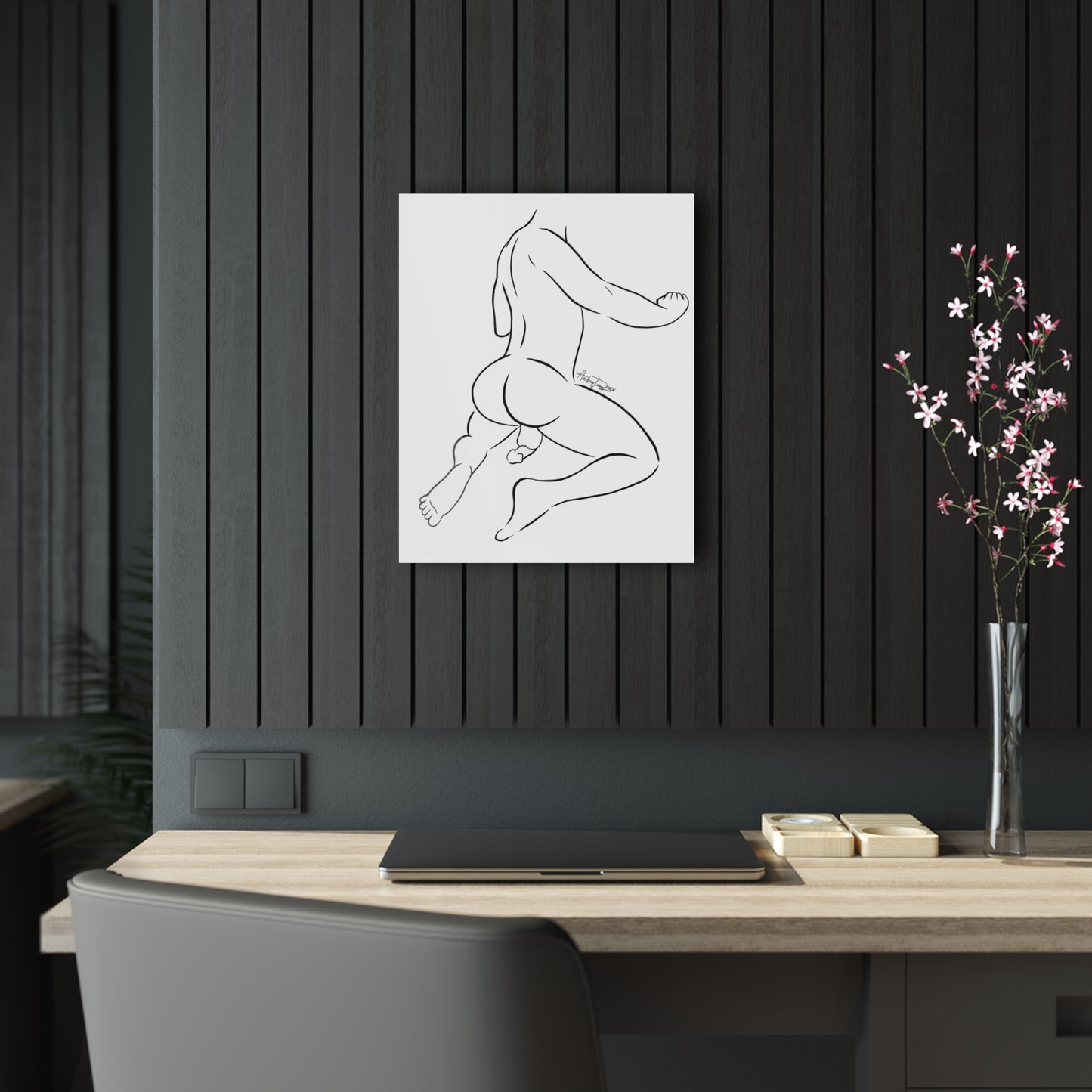 Nude Male Line Art - Johnny - Acrylic Print