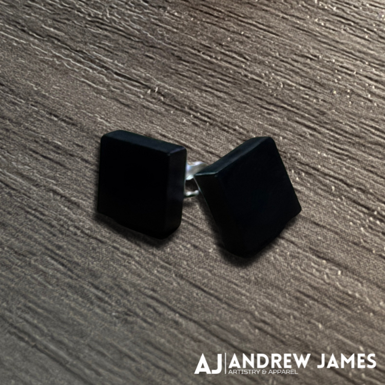 Square Black Stud Earrings