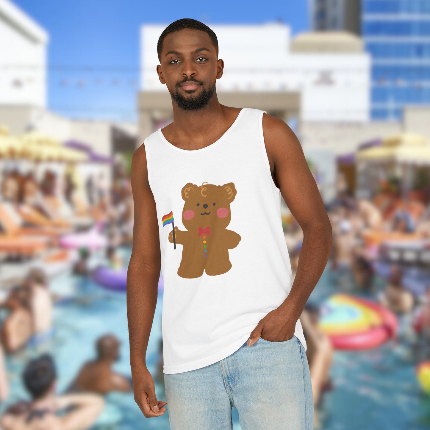 Teddy Bear Pride Unisex Dyed Tank Top