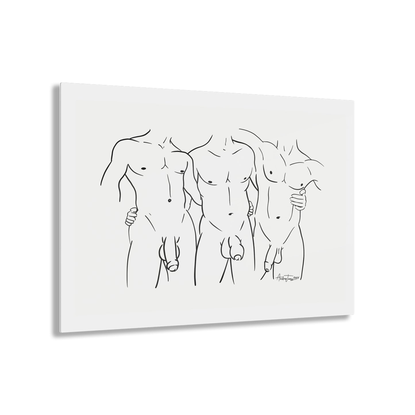 Nude Male Line Art - Brandon, David and Justin - Acrylic Print