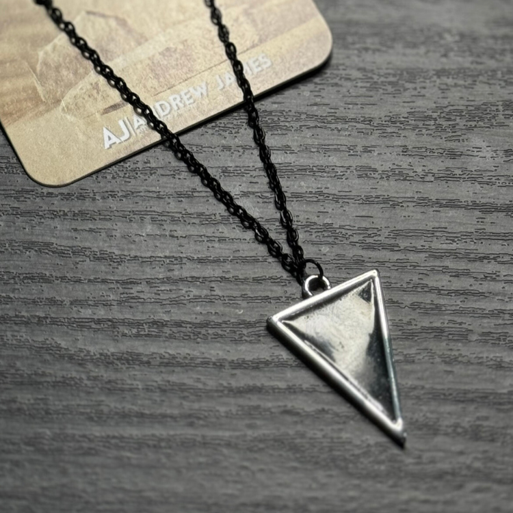 Black Triangle Pendant Necklace with Silver Frame