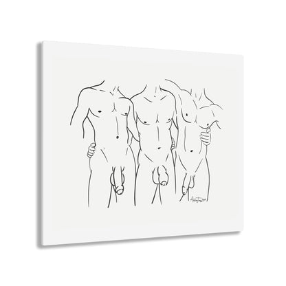 Nude Male Line Art - Brandon, David and Justin - Acrylic Print