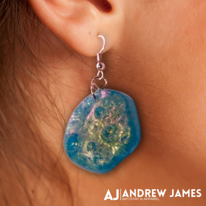 Shimmering Cosmic Crater Earrings - Handmade