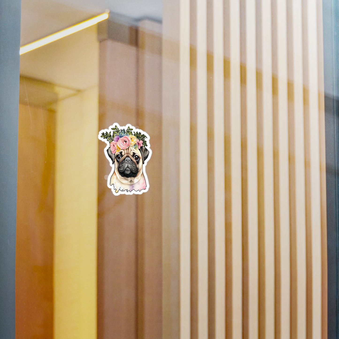 Pug Vinyl Decal - Flower Puppy