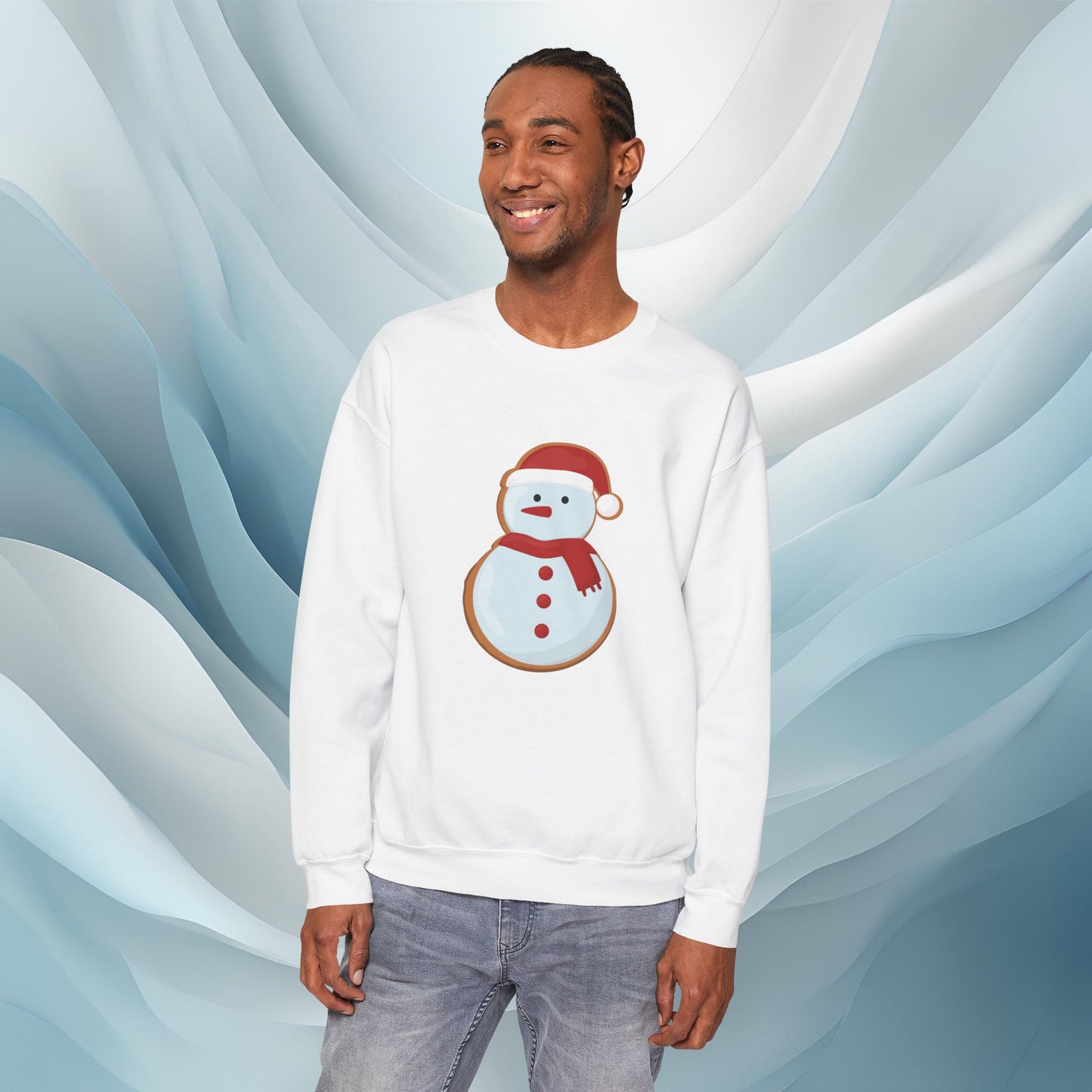 Hello Winter - Snowman Cookie Seasonal Sweatshirt: Unisex, Heavy blend