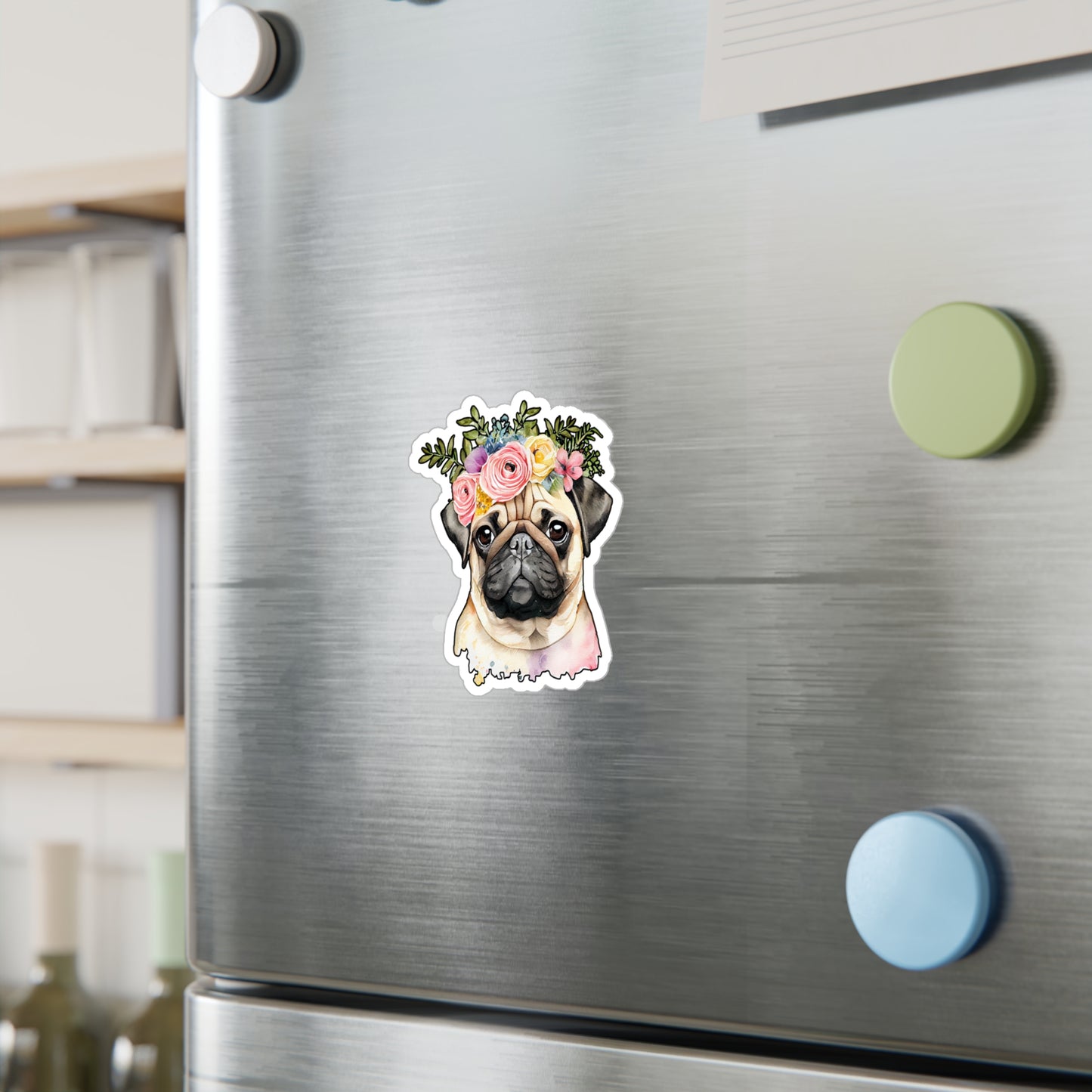 Pug Vinyl Decal - Flower Puppy