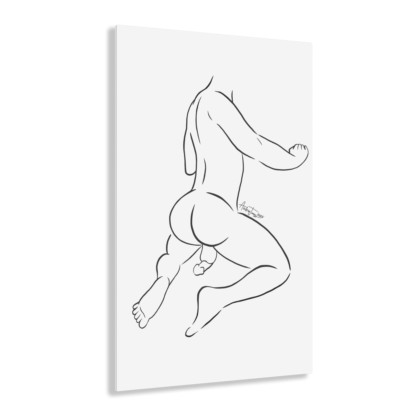 Nude Male Line Art - Johnny - Acrylic Print