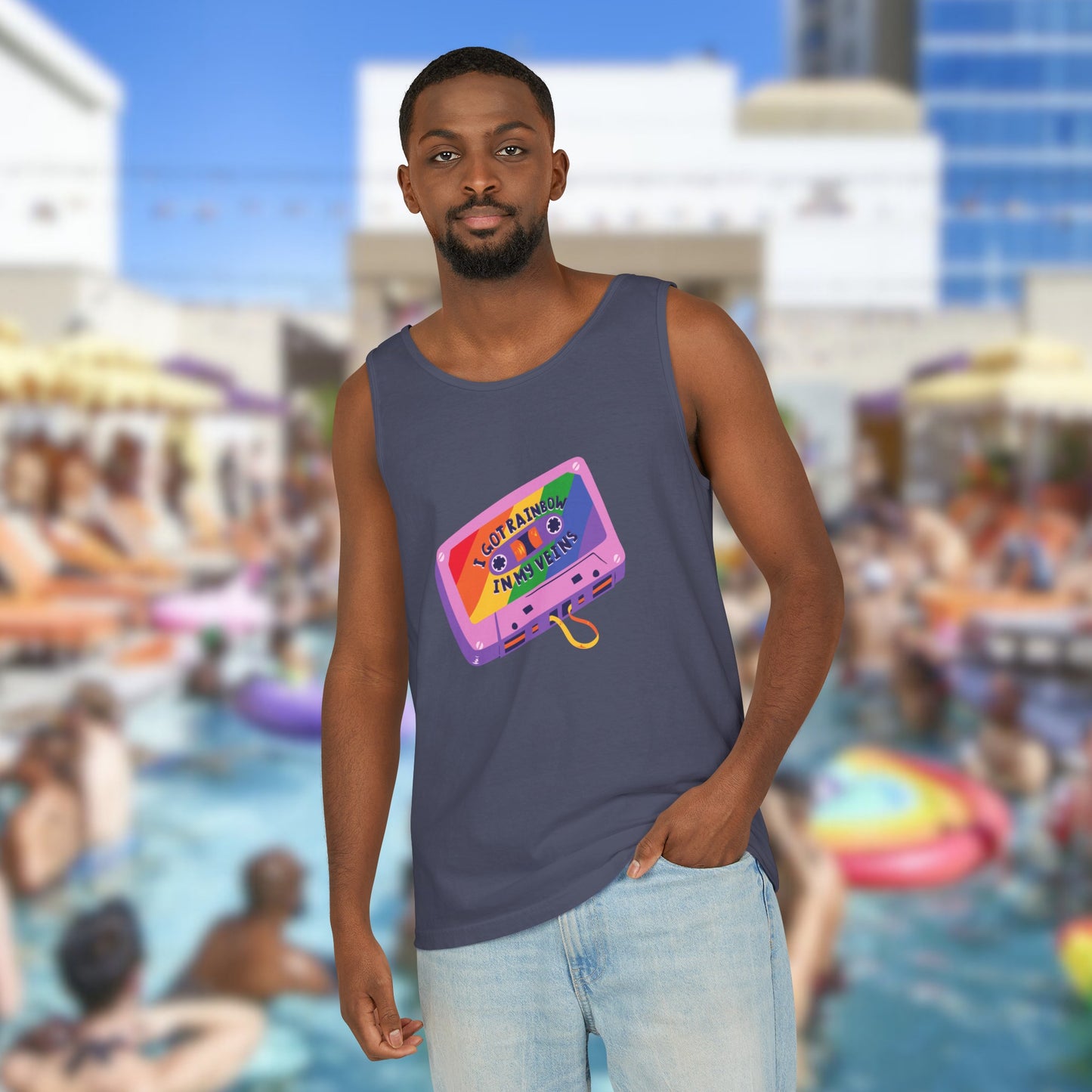 Rainbow in My Veins Pride Unisex Dyed Tank Top