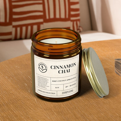 Cinnamon Chai Scented Candle - 100% Coconut Apricot Wax, 9oz