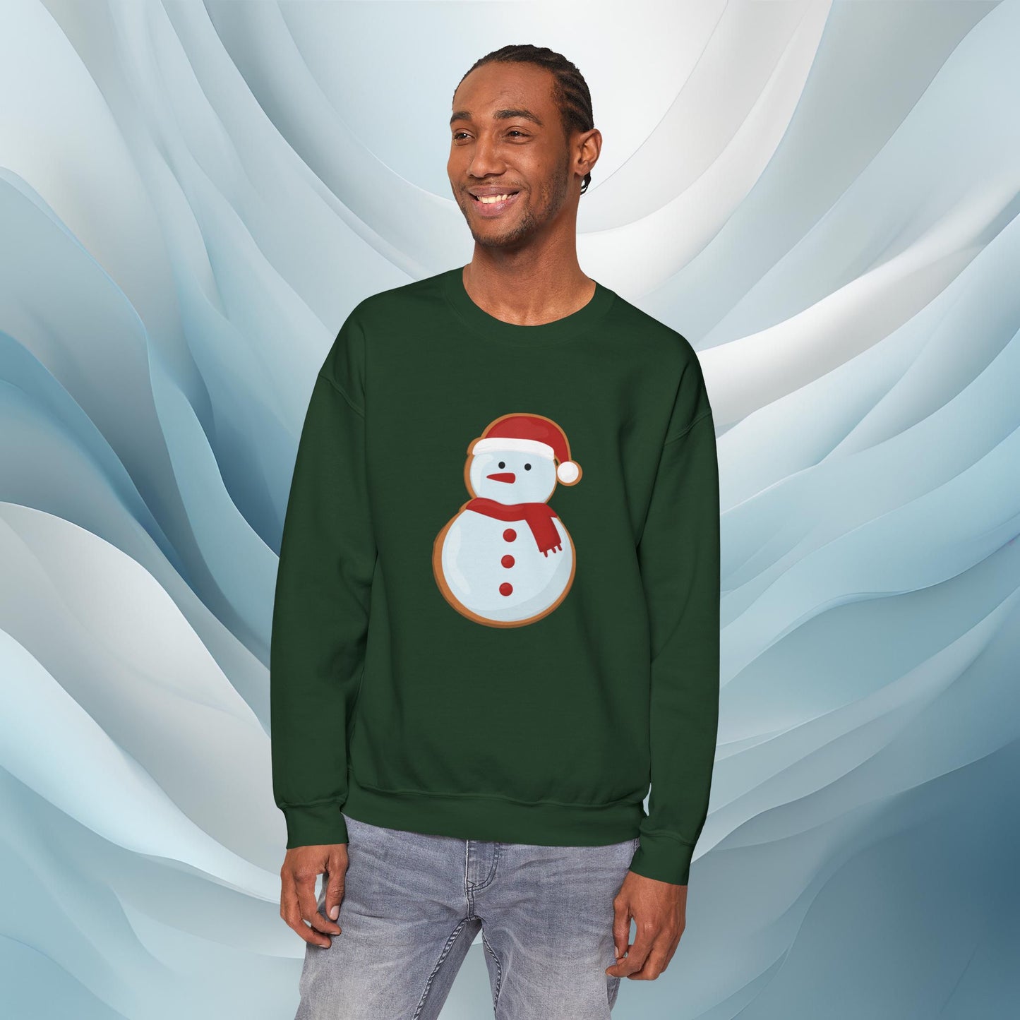 Hello Winter - Snowman Cookie Seasonal Sweatshirt: Unisex, Heavy blend