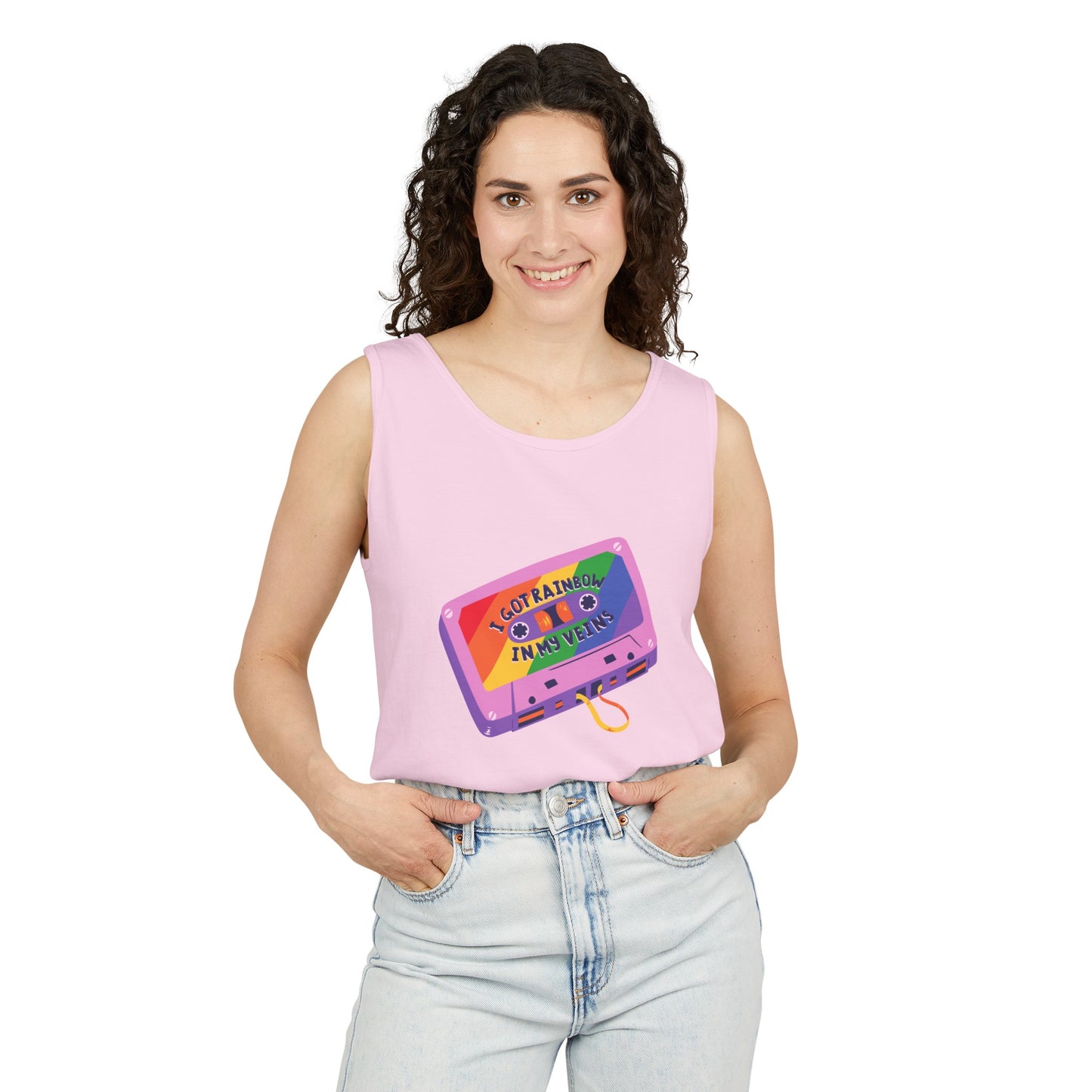 Rainbow in My Veins Pride Unisex Dyed Tank Top