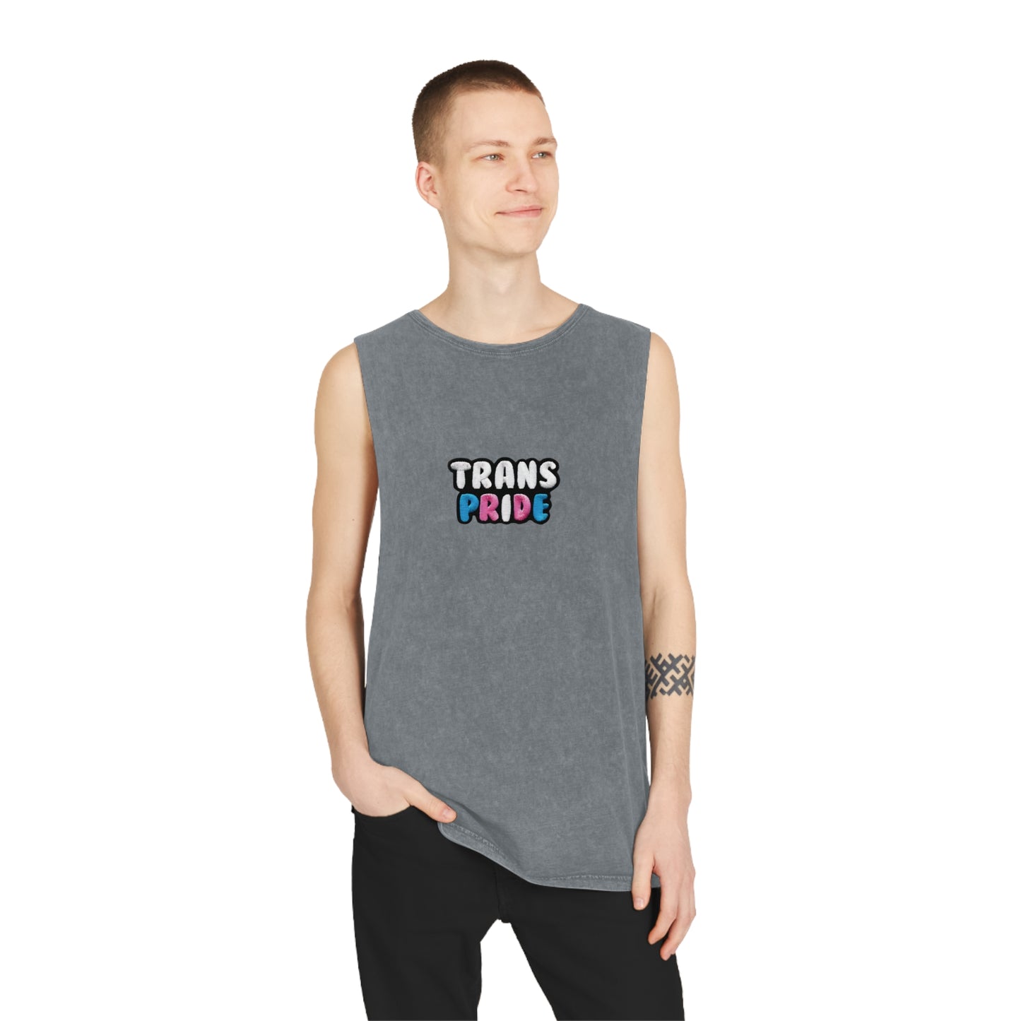 Trans Pride "Embroidery" Stonewash Tank Top