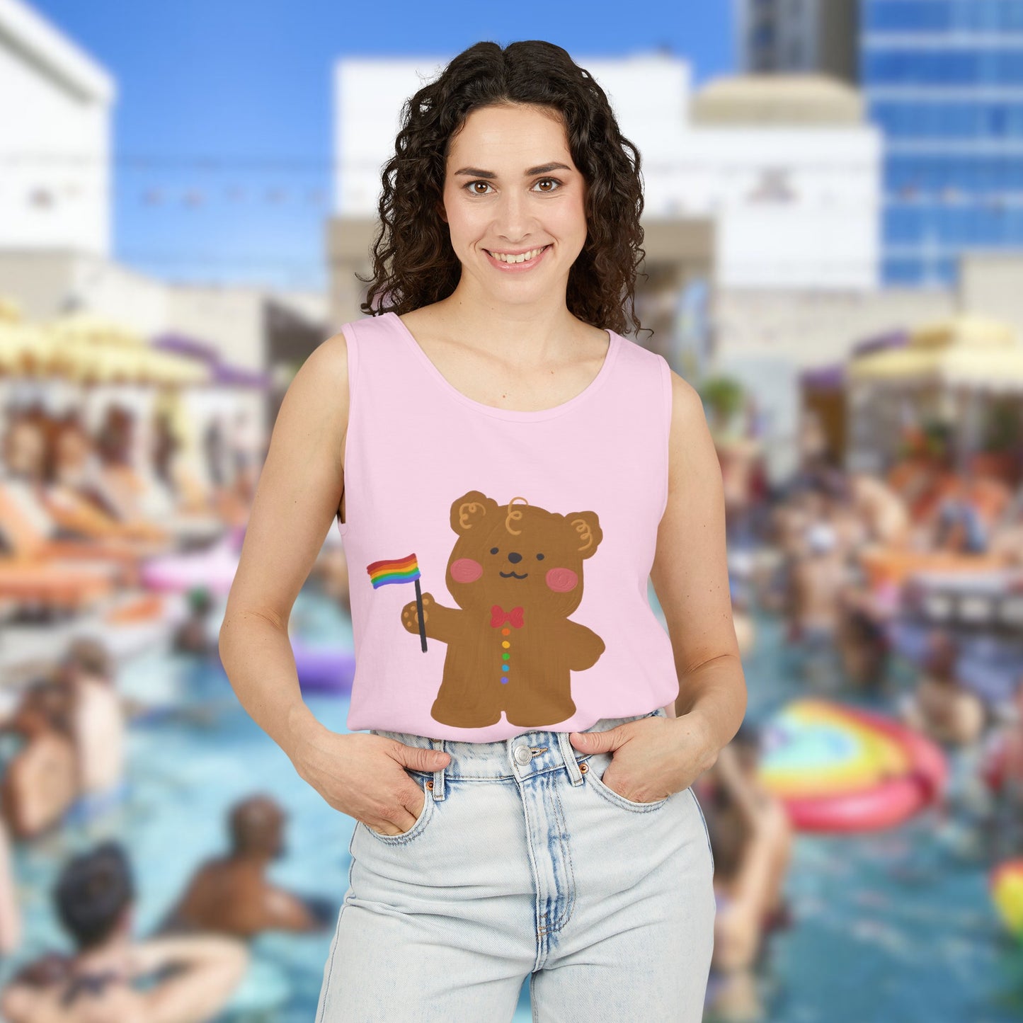 Teddy Bear Pride Unisex Dyed Tank Top