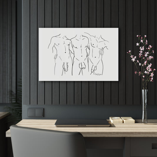 Nude Male Line Art - Brandon, David and Justin - Acrylic Print