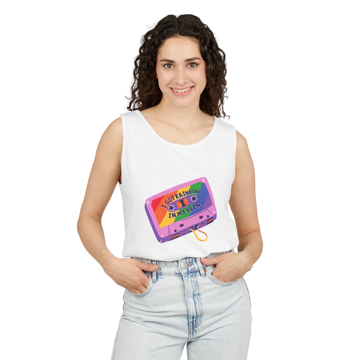 Rainbow in My Veins Pride Unisex Dyed Tank Top