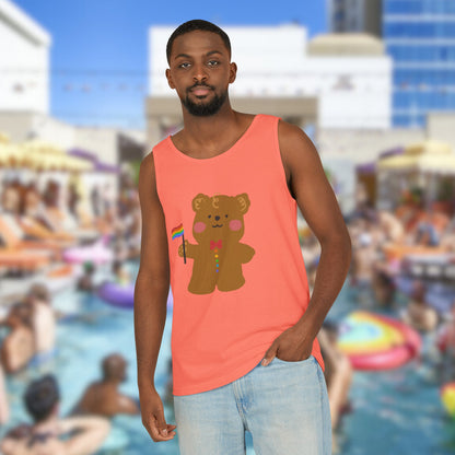 Teddy Bear Pride Unisex Dyed Tank Top